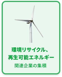 環境リサイクル、再生可能エネルギー関連企業の集積